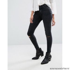 NWOT ALL SAINTS Grace Slashed Jeans Black